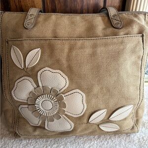 Floral Tan Tote Bag-Relic